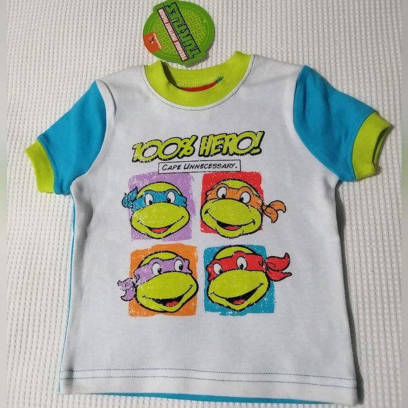 🔥SALE🔥 TMNT "100% Hero! Cape Unnecessary" Boy's Pajamas Set Sizes 3-6M, 6-12M - Picture 2 of 9